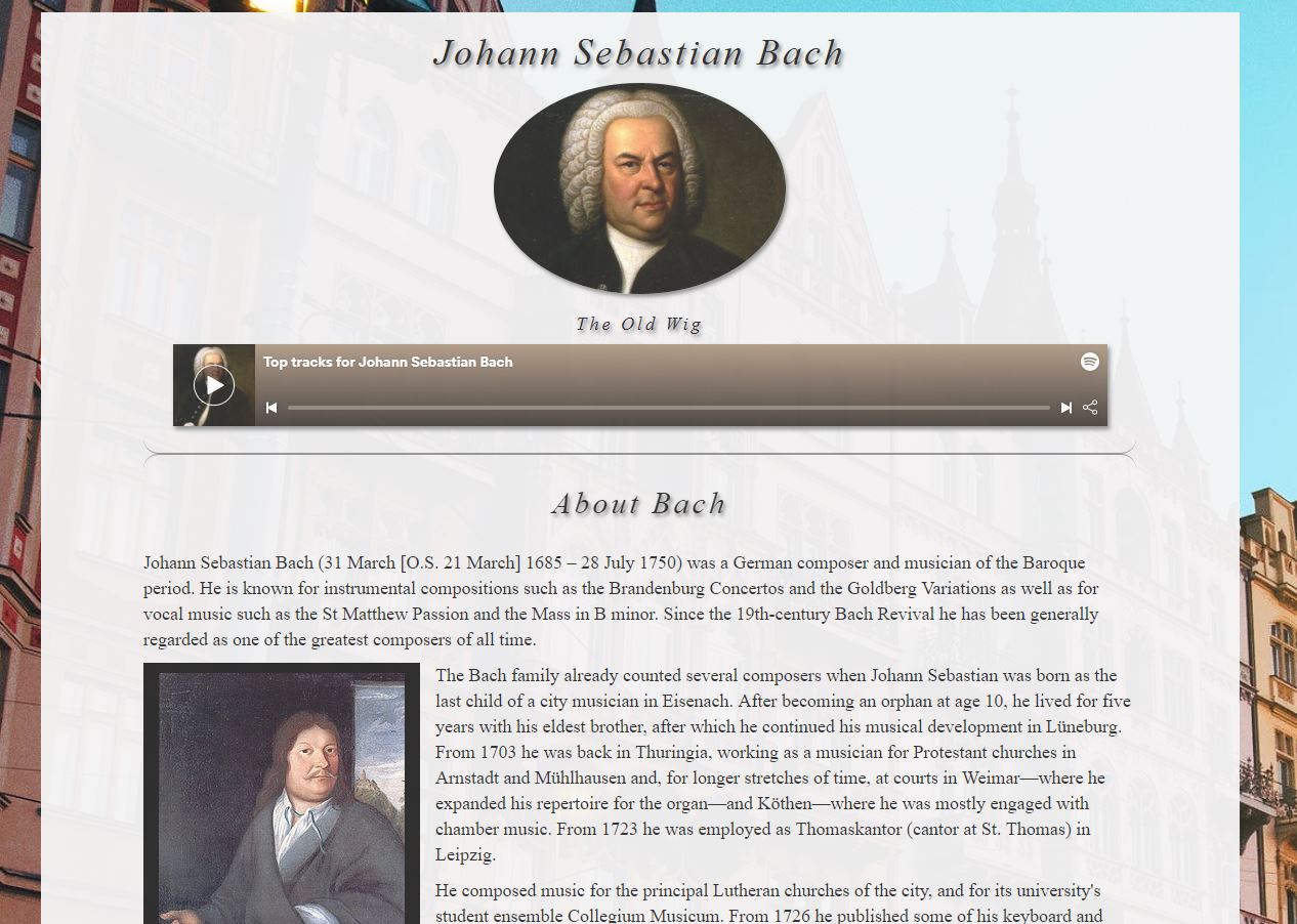 Bach Tribute Page